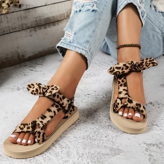 Leopard Print Sandals with Adjustable Straps Sandals MyDresses AU 4 [EU35]