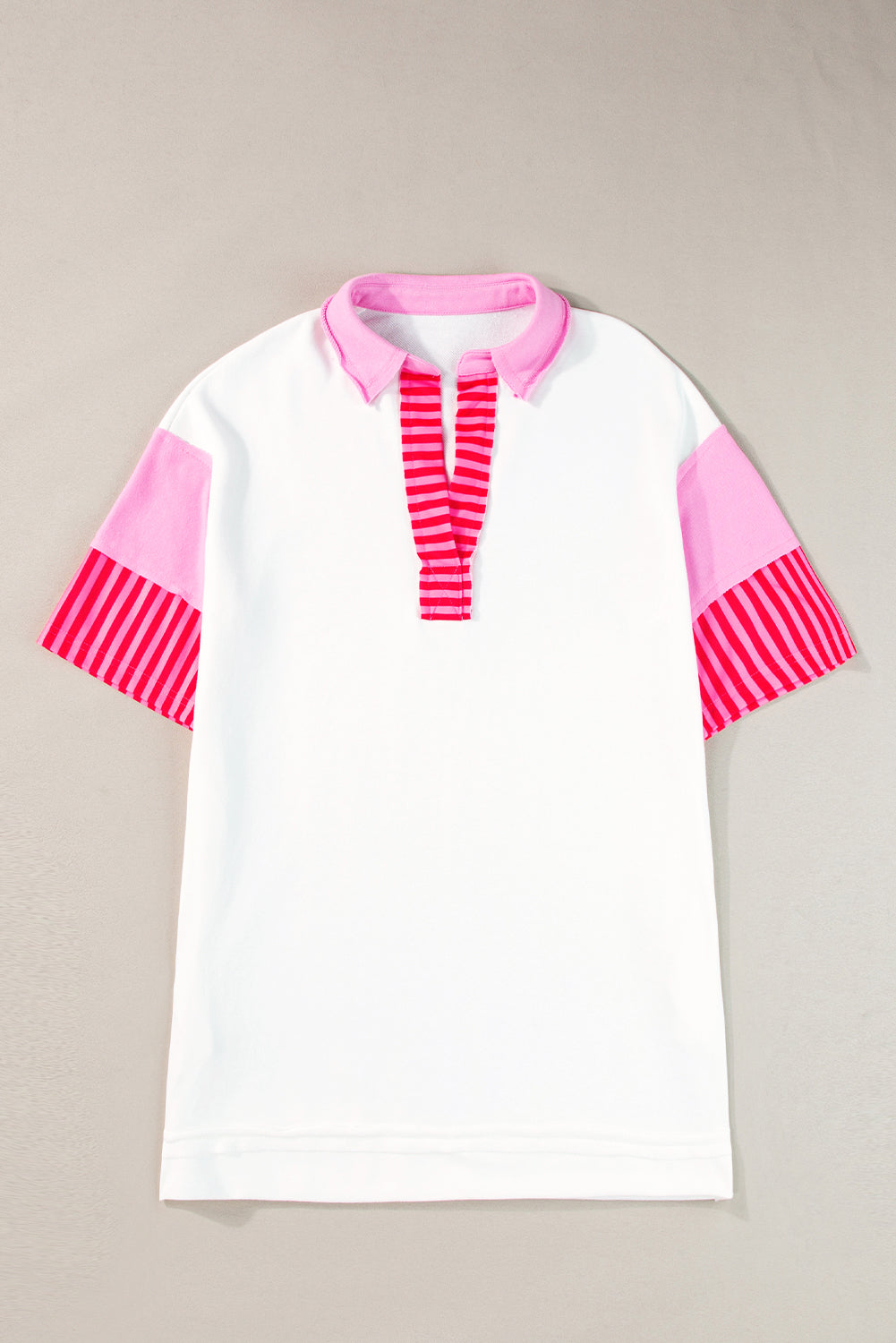 Polo Collar T-shirt Dress with Striped Pattern T Shirt Dresses MyDresses 