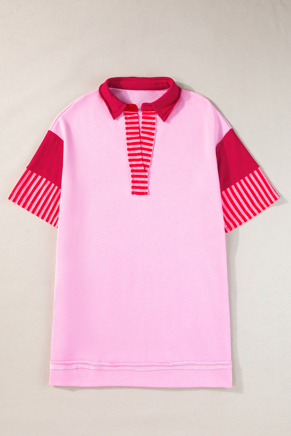 Polo Collar T-shirt Dress with Striped Pattern T Shirt Dresses MyDresses 