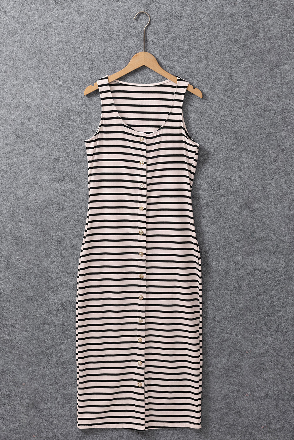 Striped Sleeveless Buttoned Maxi Dress Maxi Dresses MyDresses 