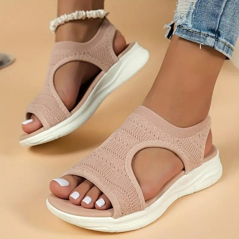 Knitted Slip-On Sandals with Supportive Sole Sandals MyDresses Pink 5