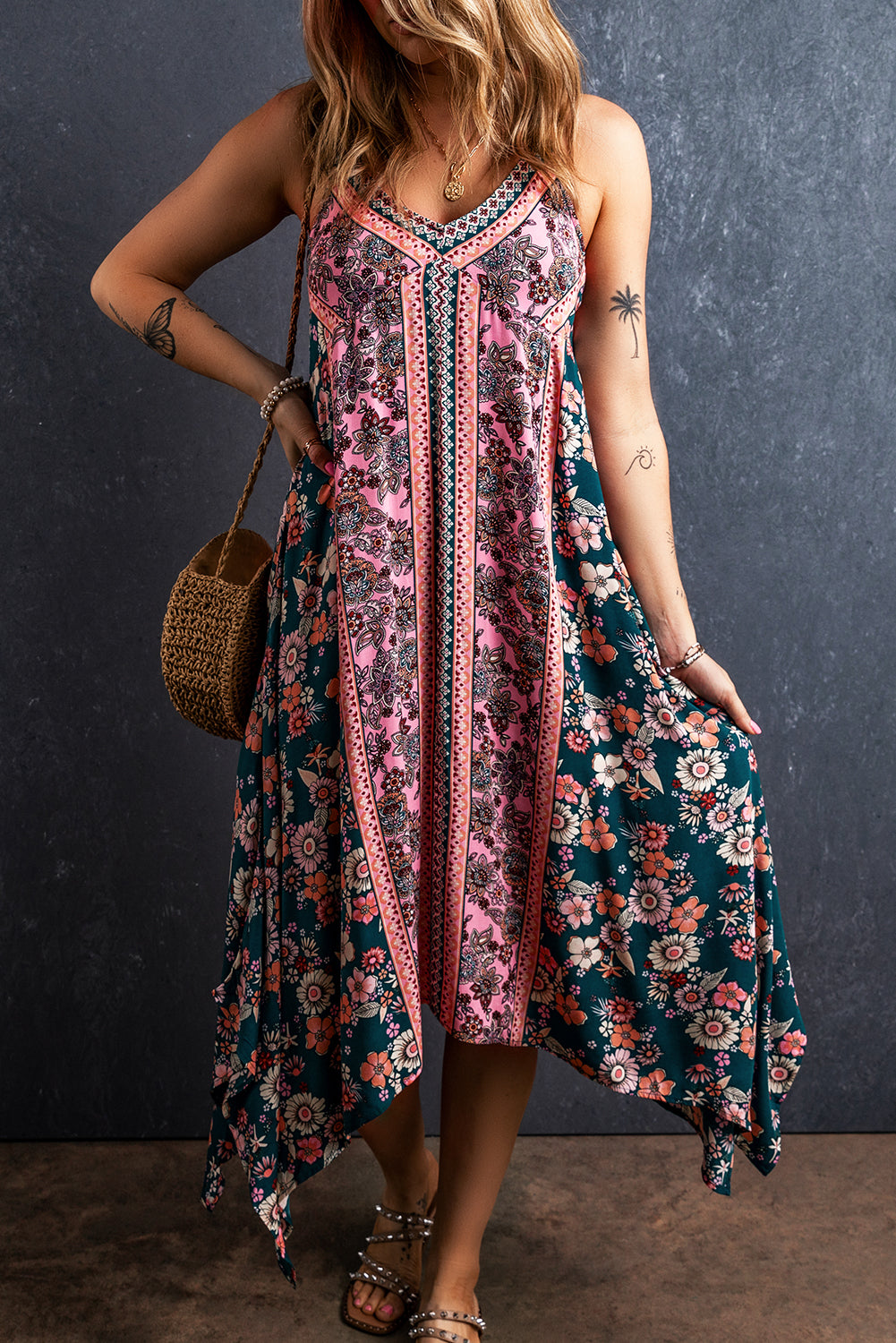 Bohemian Floral Long Sundress Floral Dresses MyDresses Pink 8 | S 