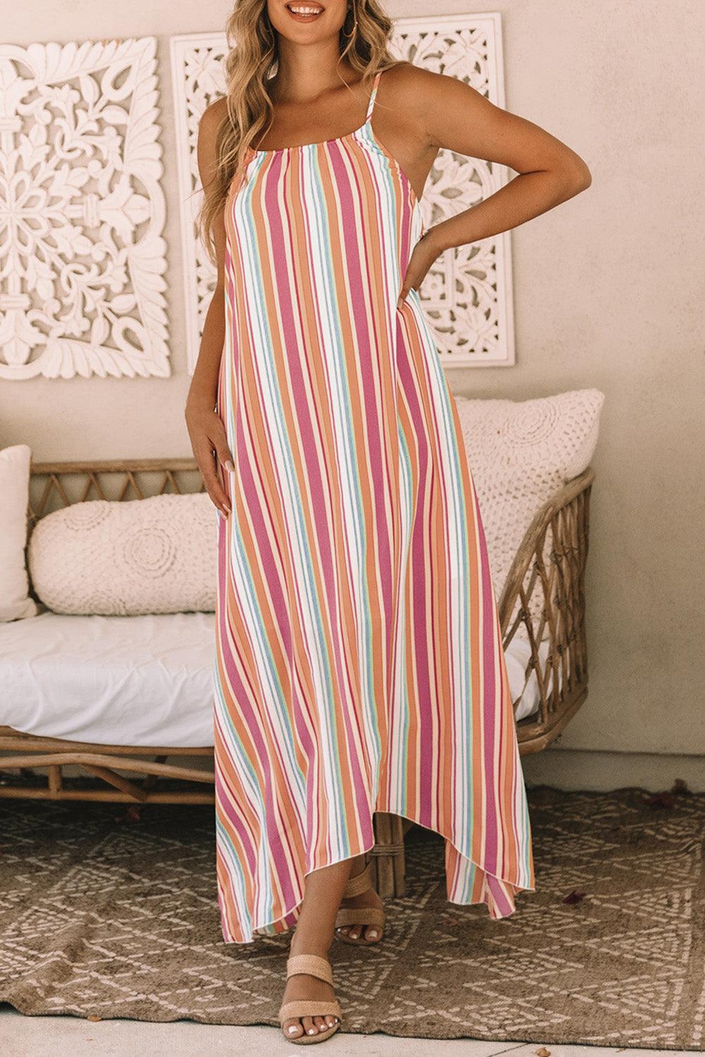 Boho Sleeveless Striped Maxi Vacation Dress Maxi Dresses MyDresses Stripe 8 | S 