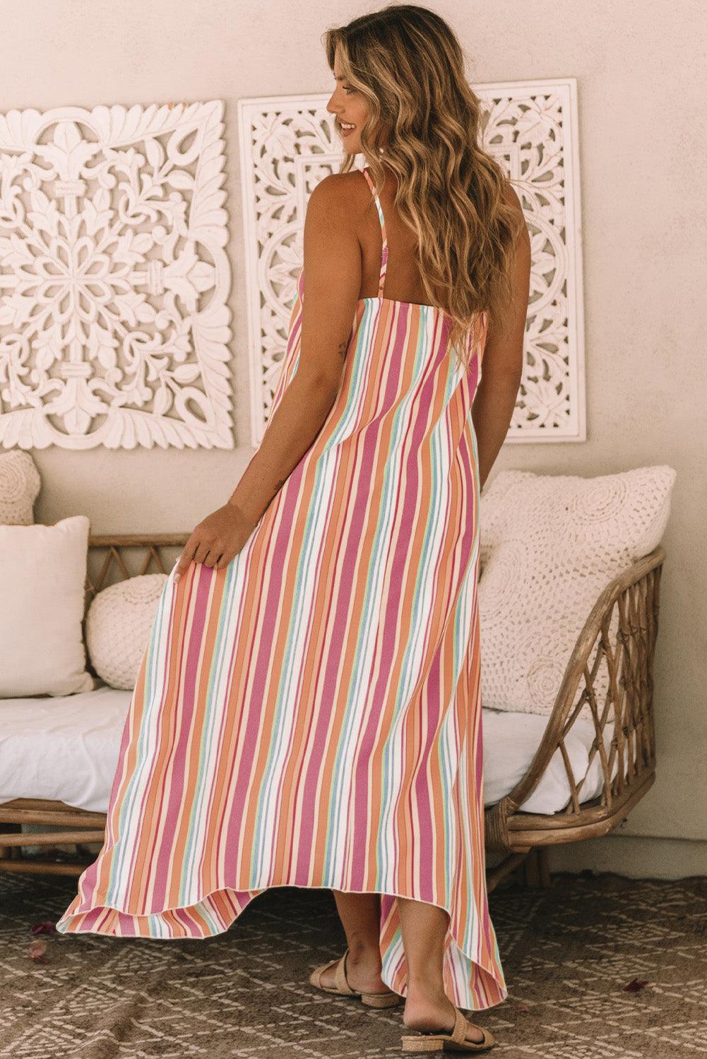 Boho Sleeveless Striped Maxi Vacation Dress Maxi Dresses MyDresses 