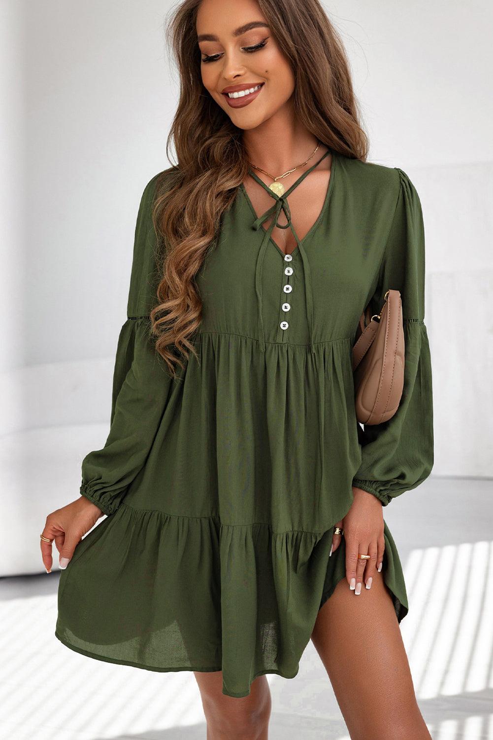 Button Babydoll Mini Dress Mini Dresses MyDresses 