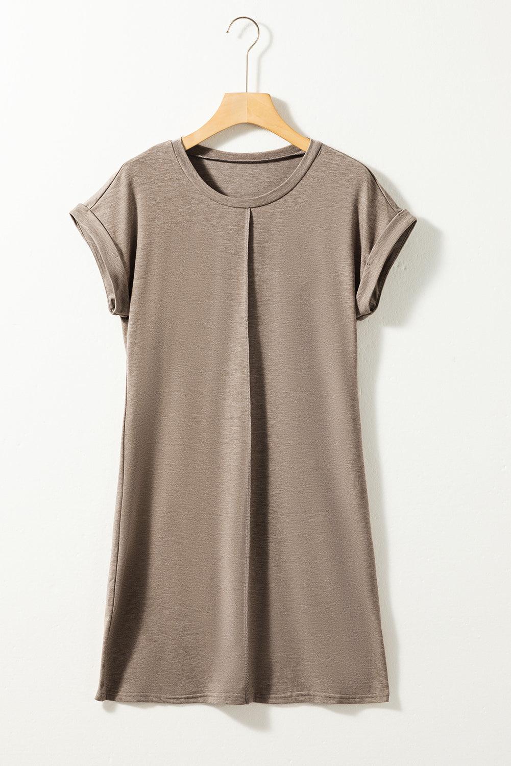 Center Seam T-shirt Dress with Rolled Cuffs T Shirt Dresses MyDresses 