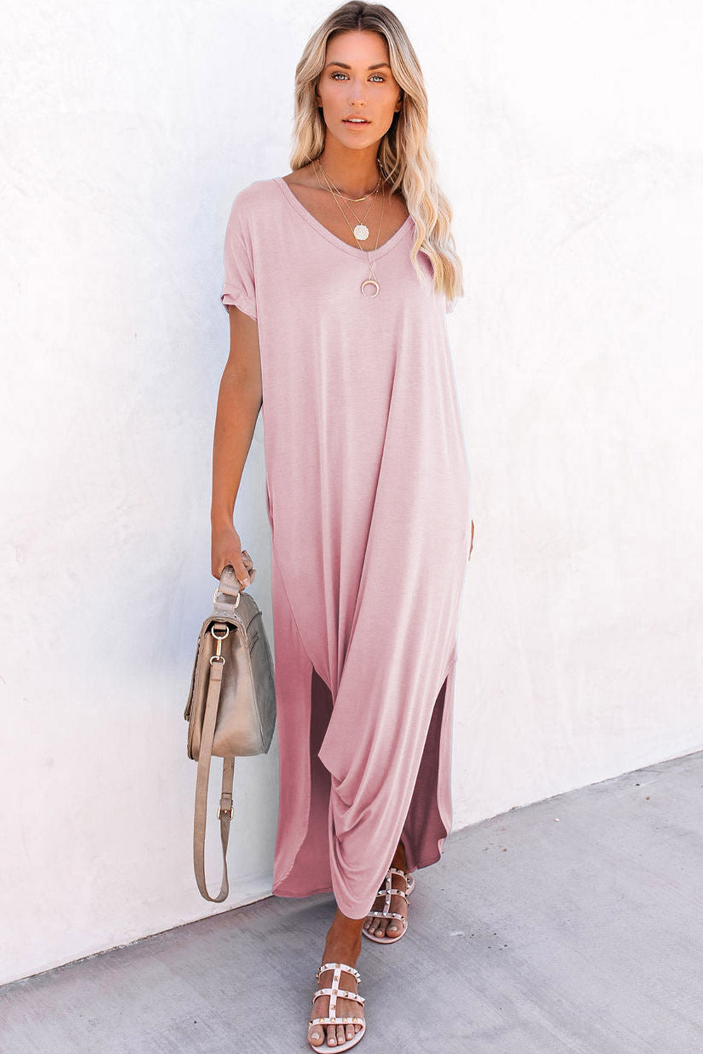 Maxi T-shirt Dress with Pockets & Splits Maxi Dresses MyDresses 