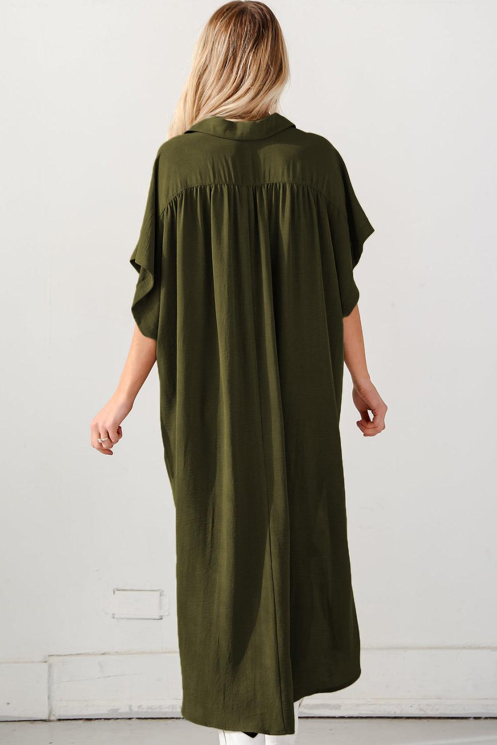 High Low Hem Shirt Dress with Side Slits Maxi Dresses MyDresses 