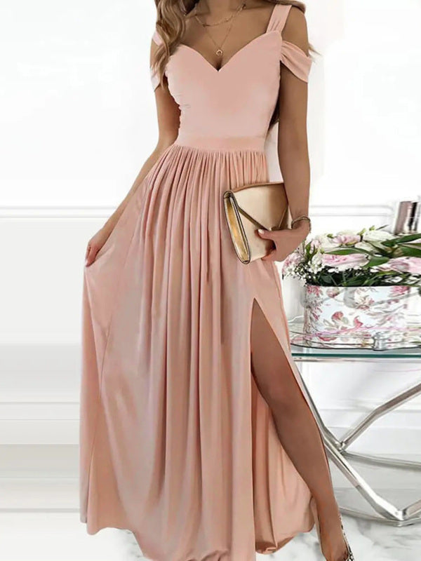 Floral Print Maxi Dress with V-Neck and Sexy Slit Maxi Dresses MyDresses Pink 8 | S 