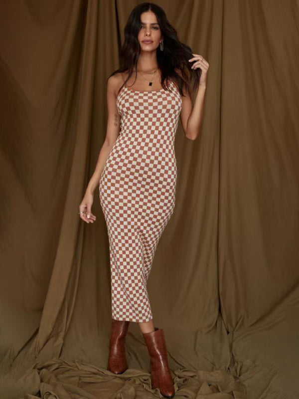 Geometric Print Slim-Fit Maxi Dress with Scoop Neckline Maxi Dresses MyDresses Pattern 5 8 | S 