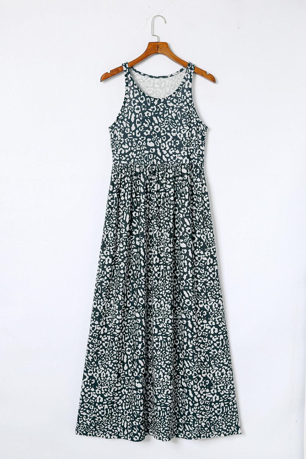 Leopard Print Pocket Maxi Dress Sleeveless Maxi Dresses MyDresses 