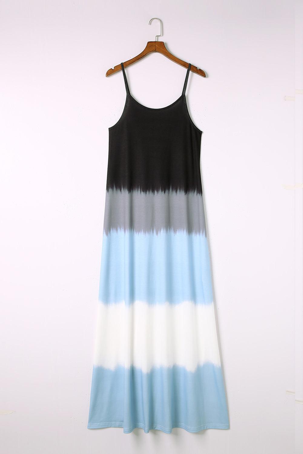 Spaghetti Strap Tie Dye Maxi Dress with Slit Maxi Dresses MyDresses 