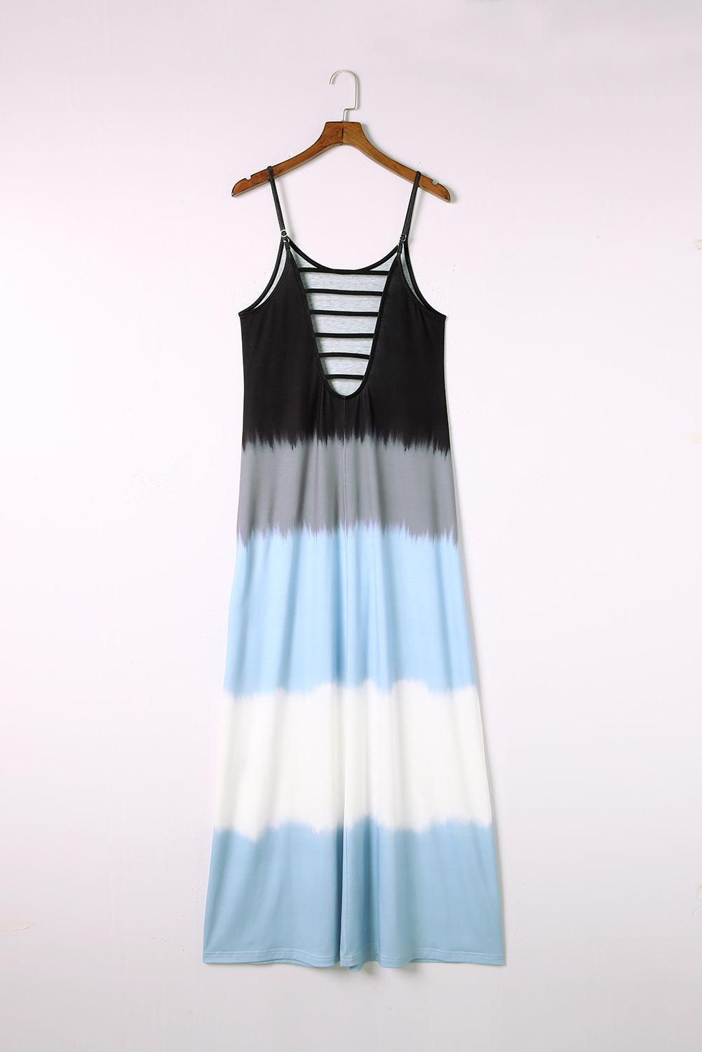 Spaghetti Strap Tie Dye Maxi Dress with Slit Maxi Dresses MyDresses 