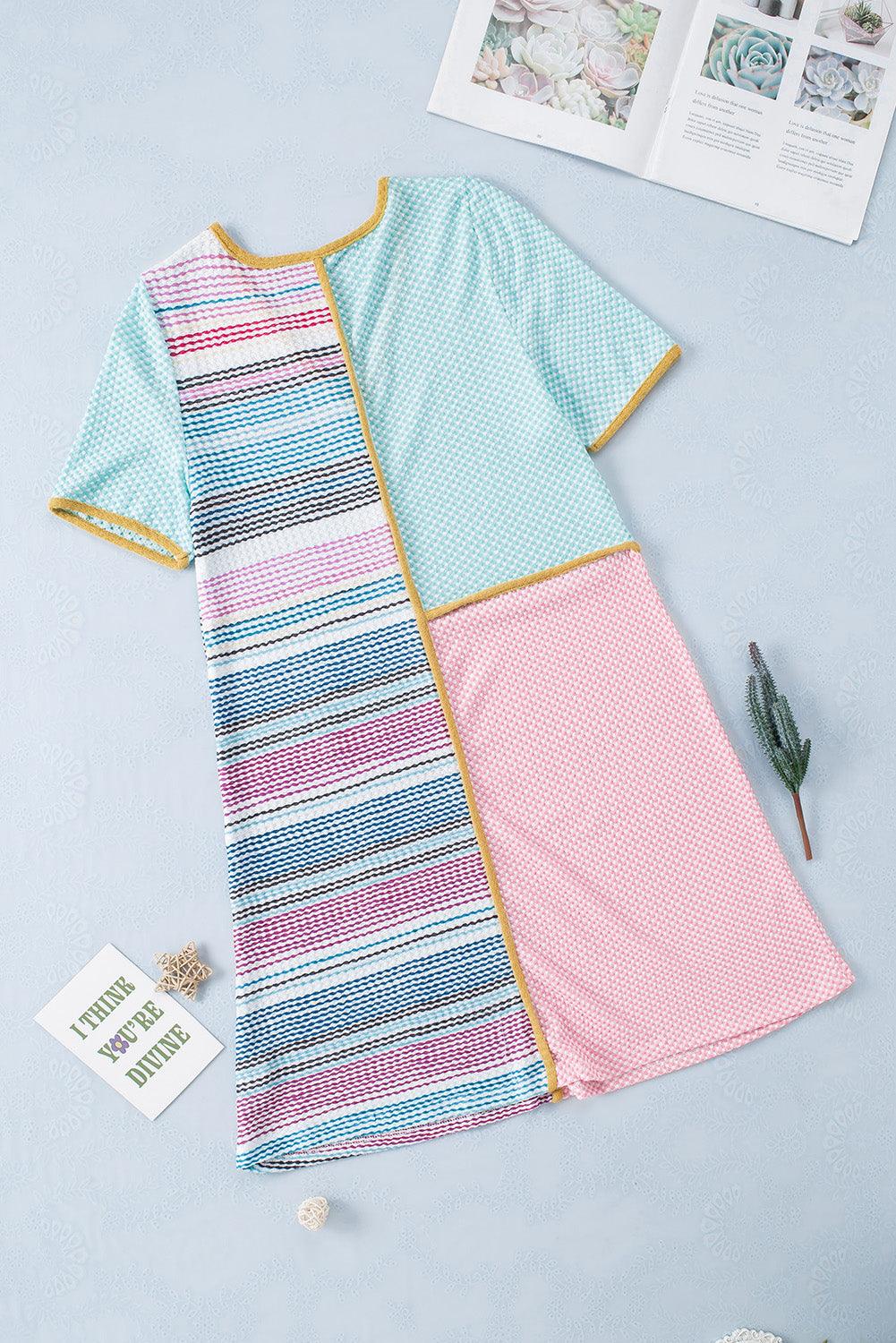 Stripe Knit Patchwork A-Line Dress Mini Dresses MyDresses 