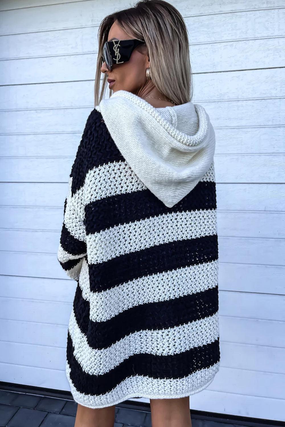 Striped Braided Tassel Hoodie Dress Sweater Dresses MyDresses 