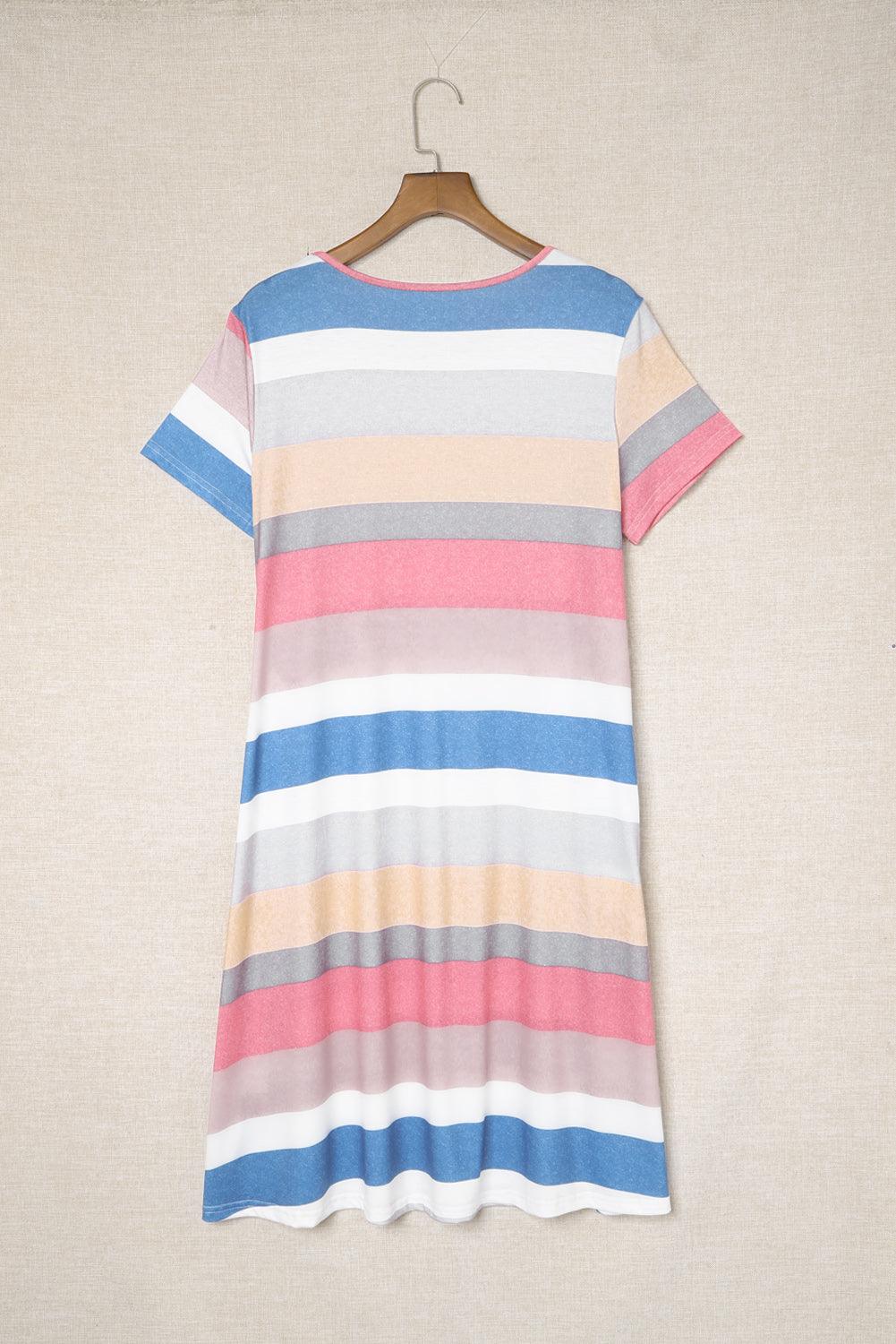 Striped Pocket Tee Dress Mini Dresses MyDresses 