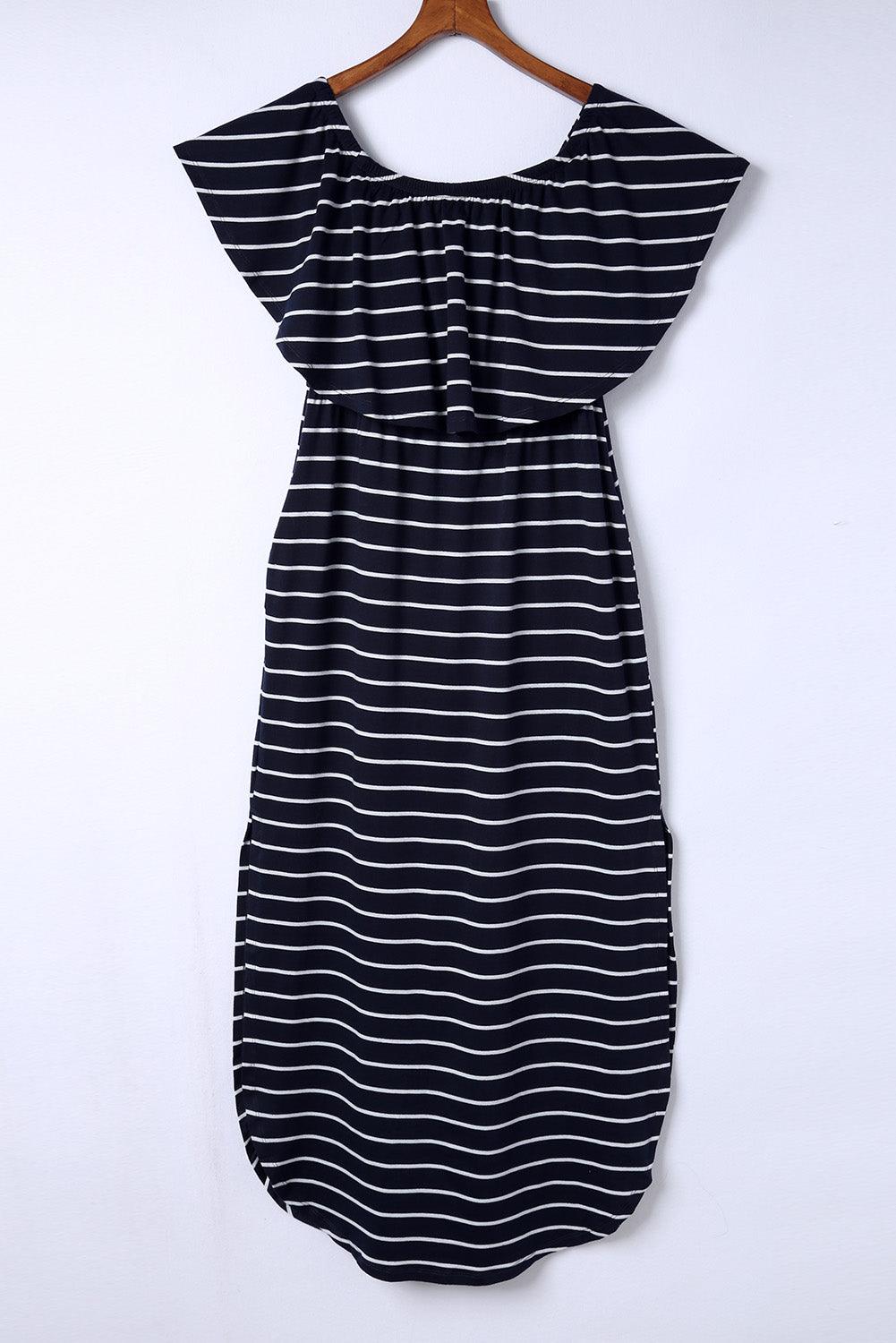 Striped Ruffled High Waist Maxi Dress Maxi Dresses MyDresses 