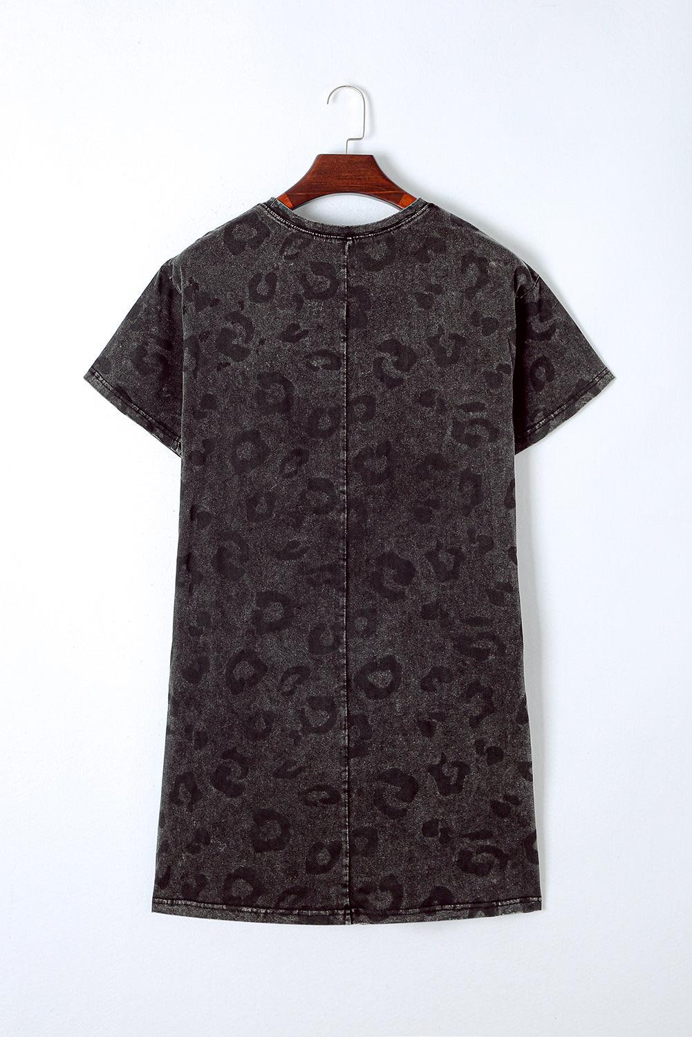 Vintage Leopard Tee Dress with Pockets T Shirt Dresses MyDresses 